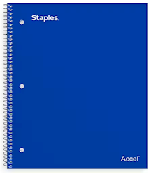 NOTEBOOK, 5 SUBJECT, COLLEGE RULED, 8.5" X 11", 200 SHEETS, RANDOM COLOR LARGE